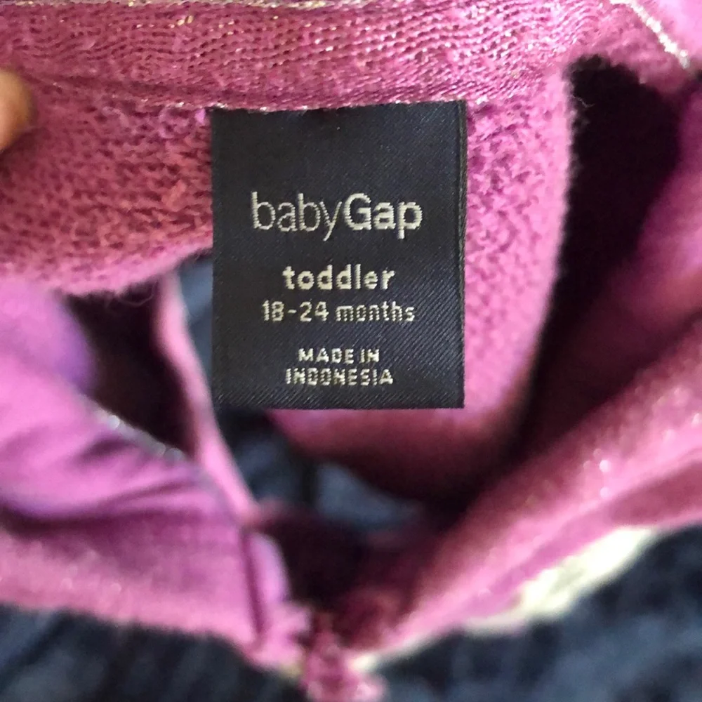 💜 Baby GAP Preppy Sparkle Purple‎ Fall outfit Hoodie 18-24 months